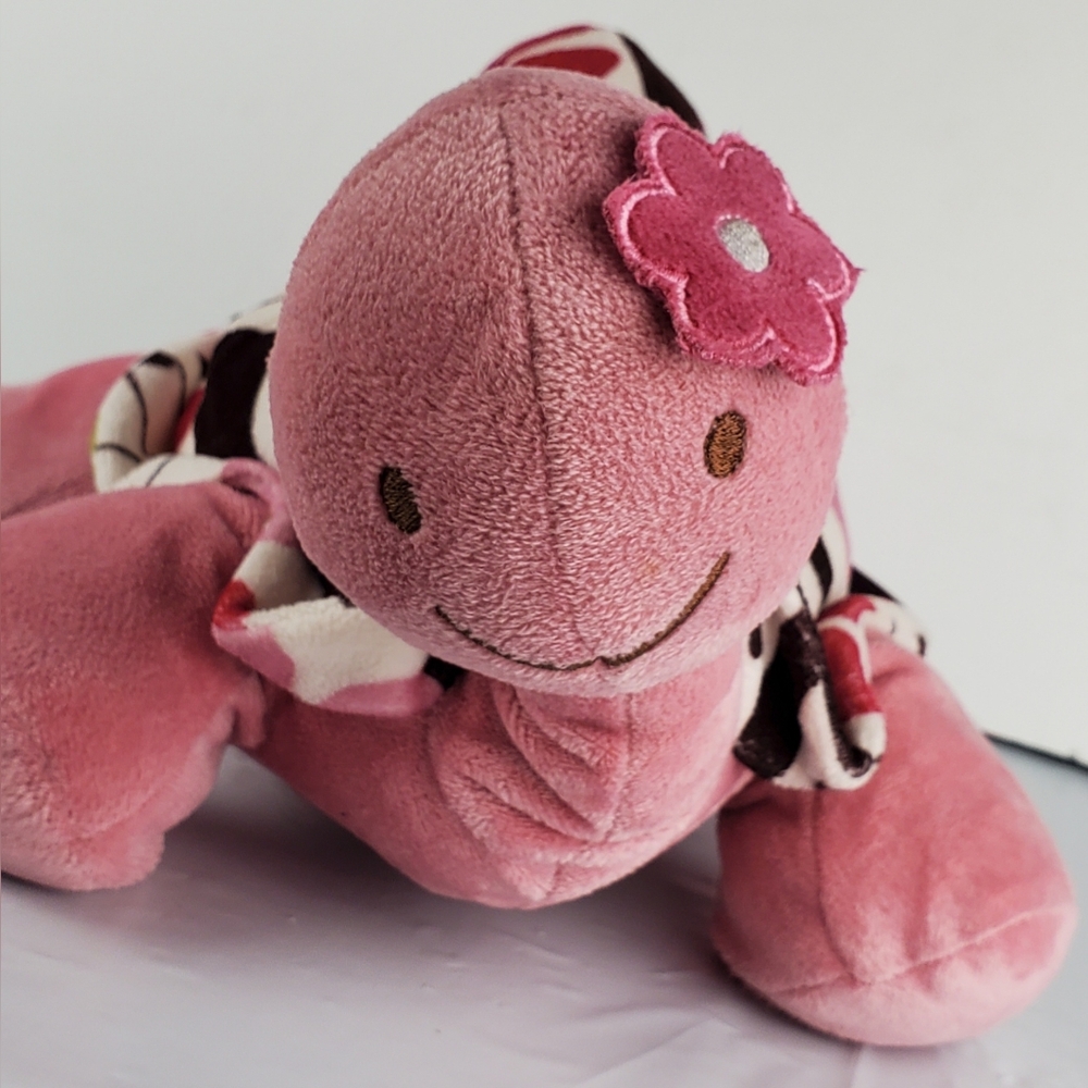 Cocalo Baby Floral Pink Colorful Turtle Plush Stuffed Animal Soft Toy - EUC